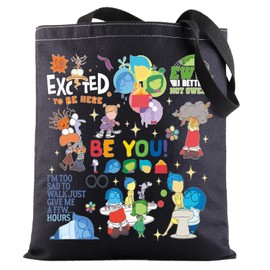 G2TUP Joy & Sadness & Fear Canvas Tote Bag Anger & Disgust Fans Gift I'm Too Sad To Walk Shoulder Bag Joy & Sadness Merch, I'm Too Sad Bl