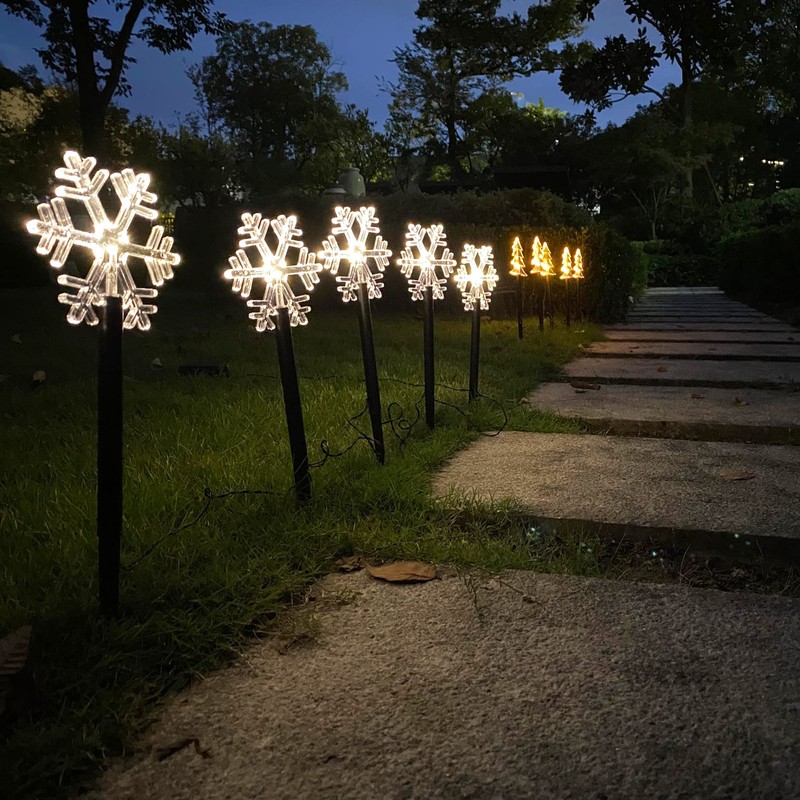 Snowflake Landscape Lights Christmas Pathway Decorative Lights Battery Powered Warm