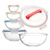 GENICOOK Nesting Glass Salad/Mixing Bowl Set With Lock Down Lids