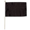 Black Solid Color 12x18in Stick Flag - 1 dozen pack