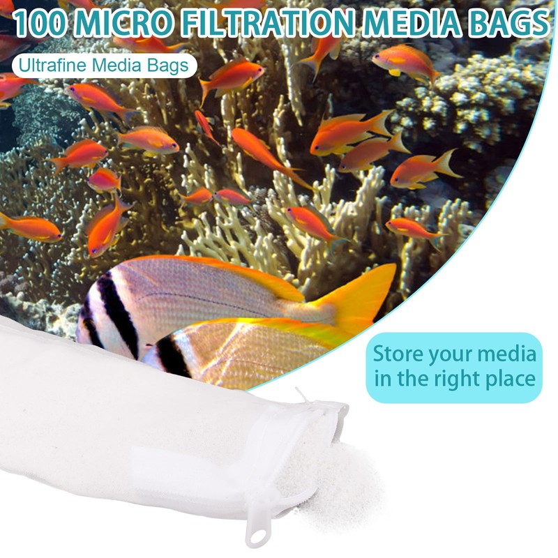 BOXOB Pack of 10 Aquarium Filter Media Bags, 100 Micron