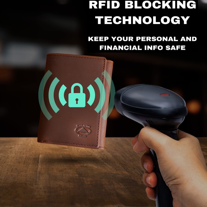 Stealth Mode Trifold Leather Wallet for Men with ID Holder