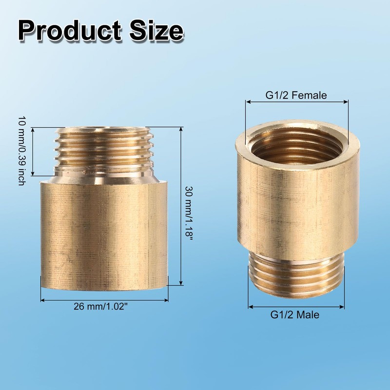 sourcing map 2 Pcs Shower Head Extension Arm 30mm Length