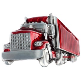 HINSCR Trucker Belt Buckle Western Cowboy Style Red Metal Punk Fashion Accessory for Men (Truck)