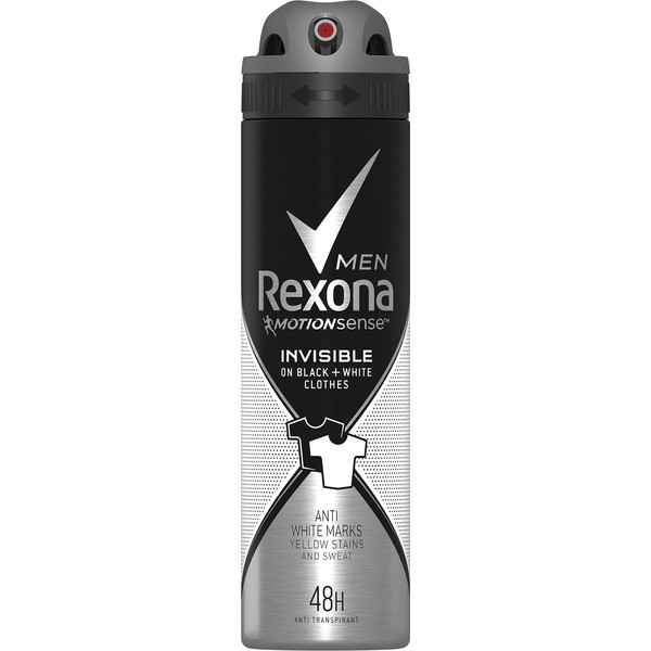 Rexona Men Invisible for Black & Whites Antiperspirant Spray Deodorant - 150 Ml