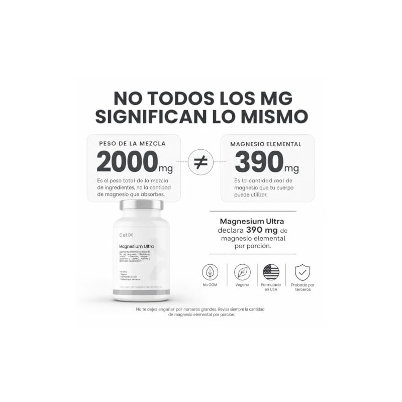 Cellx Magnesium Ultra 390 Magnesio Elemental Bisglicinato Traacs Magtein Gluconato