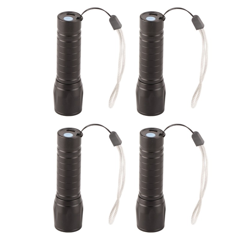 4Pcs Retractable Flashlight COB LED Zoom Flashlight Rechargeable Strong Light