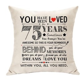 75 Years Old Women Birthday Gifts You Have Been Loved for 75 Years Men Birthday Decoration Cushion Cover for Turning 75th Grandpa Grandma Dad Mum Auntie Brother Sister Cushion Souvenir 45 x 45 (75)