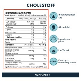 Cholestoff Coenzima Q10  Omega 3-75 dias - Apoyo en Colesterol y Salud Integral - Suplemento Vegano Natural - Niacina  Levadura de Arroz Rojo         