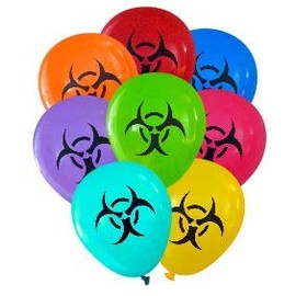 Biohazard Symbol Balloons (16 pcs) Assorted Colors by Nerdy Words
