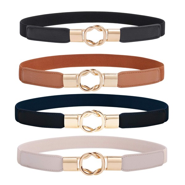 WERFORU Elastic Belt, Women's Skinny Belt for Dresses, Retro Stretch