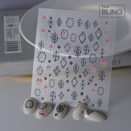 Flower Photo Frame Nail Sticker FEB518 / 플라워 포토프레임 네일스티커 FEB518