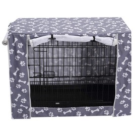 Pethiy Dog Crate Cover Durable Polyester Pet Kennel Cover Universal Fit for Wire Dog Crate - Fits Most 48 inch Dog Crates - Cover only-Sky Gray-48