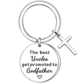 AMZQ Godfather Gifts Baptism Gift for Best Uncles Godfather Keyring Christening Gift Religious Gifts for Men First Communion Gifts for Godfather