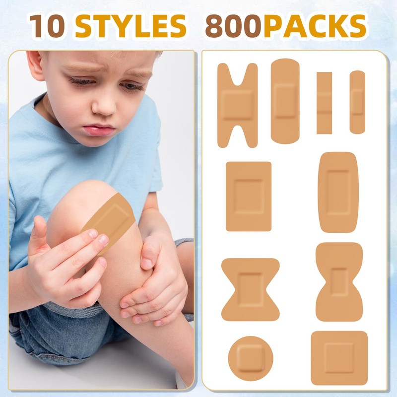 Assorted Bandage Variety Pack - 800 Pcs, Waterproof & Breathable