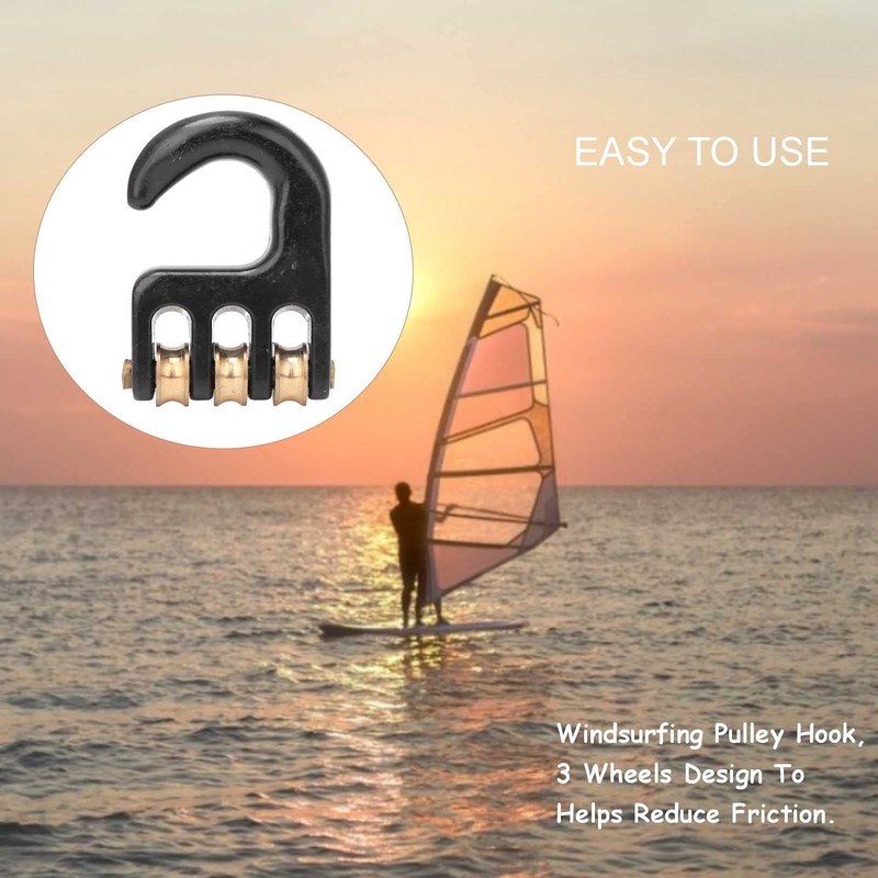 Windsurfing Pulley Hook, 3 Wheel Windsurfing Rigging Pulley Hook, Aluminium
