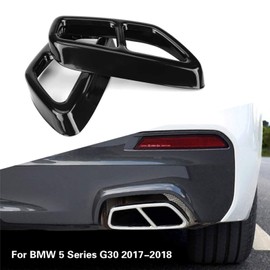 Tailpipe Cover, 2-Piece Car Stainless Steel Black Exhaust Tailpipe End Trim for 5 Series G30 2017-2018