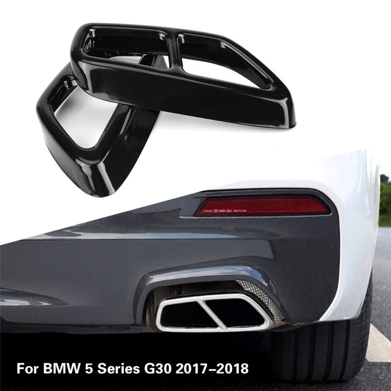 Tailpipe Cover, 2-Piece Car Stainless Steel Black Exhaust Tailpipe End