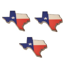 Muzzys SET OF THREE- 3.5" Large TEXAS FLAG IN SHAPE OF TEXAS State Edition Emblem Decal Longhorn Lone Star METAL Badge Universal StickOn FITS Chevy Silverado Suburban Tahoe Sierra Ford F150 Ranger Ram