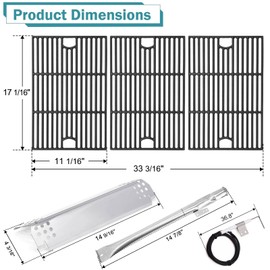 Criditpid Replacement Parts for Nexgrill 6 Burner 720-0898, 730-0898,720-0898A. Grill Grates, Heat Plates Shield, Burner Tubes and Igniter for Nexgrill Replacement Parts 6 Burner 720-0898