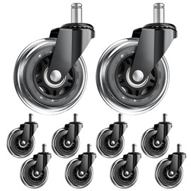 ASHGOOB Office Chair Wheels, Set of 10 Caster Wheels Office Accessories, 3 Inch Heavy Duty Casters for Chairs to Replace Office Chair Mats, Smooth & Quiet Universal Fit for Most Chairs(10 Pack)