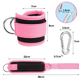 2pcs Adjustable Ankle Straps for Cable Machine with 2 Gourd-Shaped Mountaineering Buckles, Gym Cuffs with Double Stainless Steel D-Ring, Gym Ankle Cuff with Adjustable Neoprene Padding