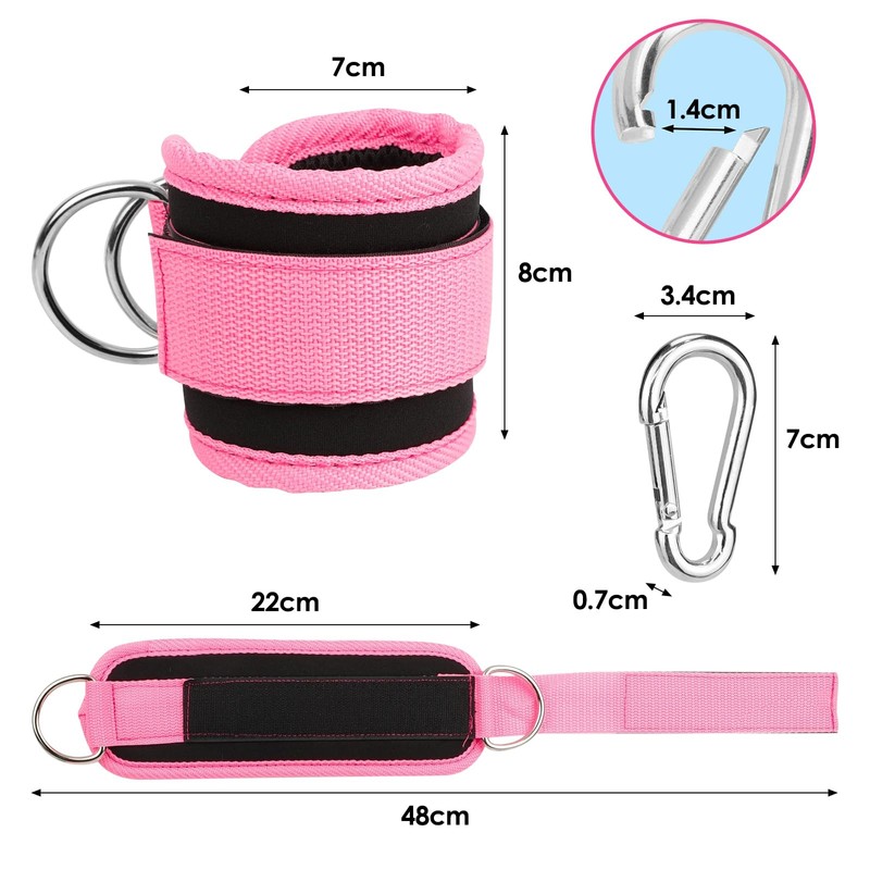 2pcs Adjustable Ankle Straps for Cable Machine with 2 Gourd-Shaped