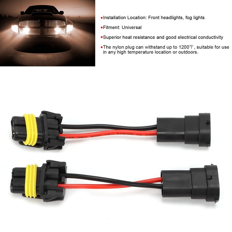 H11 Male to 9005/9006 Female Adapter Headlight Fog Light Plug