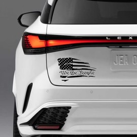 DF We The People Decal Sticker | Cars Trucks Vans SUVs Windows Walls Cups Laptops | Black 6.5x3.5 Inches; Patriotic Decal; American Flag Sticker; Vehicle Bumper Sticker; Car Window Decal; Laptop