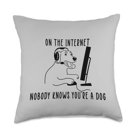 Gaming Dog on a online match video games and dog lover Throw Pillow