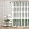 Sage Green Shower Curtain for Bathroom Stripe Tassel Shower Curtain