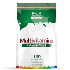 Multivitamin Tablets for Men & Women - 180 Tablets - 6 Month Supply - 25 A-Z Multivitamins & Minerals Including Iron, Zinc & Vitamin D - One a Day - Made in The UK - Nu U Nutrition
