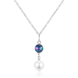GW Pearl Necklace Women's 925 Silver Chain with Pearl Jewellery 45 + 5 cm Length for Everyday Use Birthday Gift for Women Everyday Wear and for Mum Best Friend, Sterling Silver Pearl