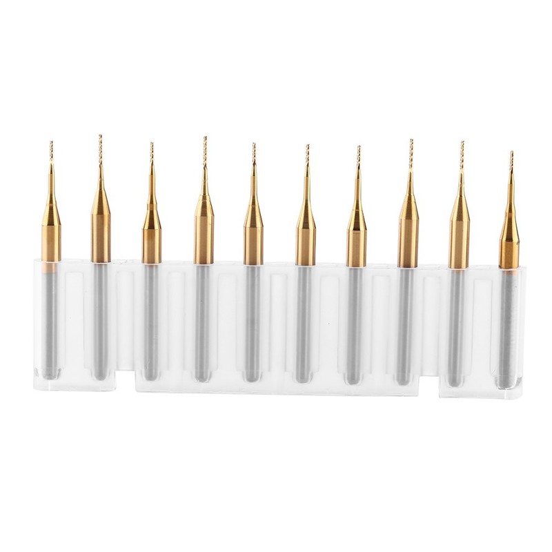 10pcs 3.175mm Shank Titanium Coating Tungsten Carbide End Mill Engraving