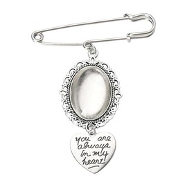 Wedding Bouquet Charms Memorial Pin for Bride Groom Photo Charm Brooch Flower Memory Gifts for Loss of Grandpa Father Funeral Gifts for Women Men Picture Frames