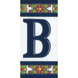 Spanish Floral Letter Frame Ceramic Tile Letter B