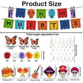 124 PCS Mexican Dia De Los Muertos Altar Kit, Day of the Dead Marigold Flowers & Butterfly Decor for Ofrenda Decorations