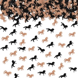 100pcs Horse Confetti, Black&Brown Glitter Horse Table Confetti for Horse Race Theme Party, Horse Paper Scatters, Cowboy Birthday/Weatern Baby Shower Party Table Decoration