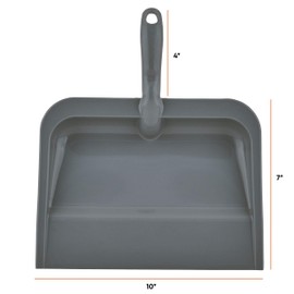 Superio Heavy Duty Dustpan - Durable Plastic with Comfort Grip Handle, Lightweight Multi Surface Dust Pan for Easy Sweep Broom 10 inch Wide (Grey)