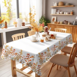 Outdoor Tablecloth Washable Garden Tablecloth Weatherproof Wipe Clean Tablecloth Outdoor Rectangular 110 x 140 cm Autumn Floral Tablecloth Waterproof Tablecloths for Kitchen Dining Room Thanksgiving