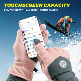 Pleneal Winter Ski Gloves Women Men, Windproof Waterproof Gloves with Touchscreen Thermal Lining for Cycling Motorcycle