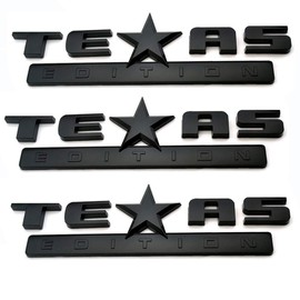 3PC 3D Texas Edition Emblem All Black Universal Decal for Truck Car Auto Vehicle