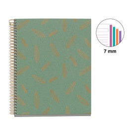 Miquelrius - Notebook A5 (148 x 210 mm), horizontal stripes 7 mm, 120 sheets 70 g/m², cardboard cover with copper details, 4 coloured stripes, copper spiral, Feeling Mallorca collection, sheets