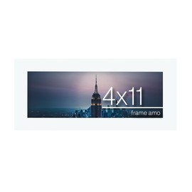 Frame Amo 4x11 White Modern Picture Frame, 1 inch Border, Acrylic Front, for Wall or Table
