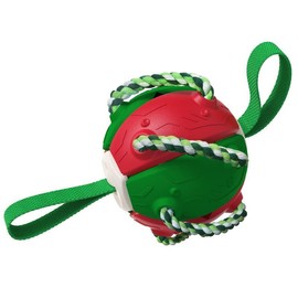Outdoor Training Toy Balls Interactive Dog Toys Dog Frisbee Rebound Frisbee Ball Interactive Training Ball Molar Ball Tug-of-war Toy Multifunctional Outdoor Football Dog Toy Durable Sturdy Chew Dog Puzzle Rope Toys (Green Red)