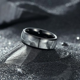 King Will 8mm Tungsten Carbide Rings for Men Women Black Mens Wedding Band with Colorful Shell Inlay Domed Edge Polished Finish Casual Engagement Rings Comfort Size, Grey Size 9