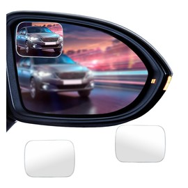 2PCS Blind Spot Car Mirror, HD Glass Rotate Adjustable Car Side Mirror, Rectangular Frameless Wide-angle Blind Spot Mirror, Universal Convex Rear View Mirror for Car, SUV, Truck (Rectangular)
