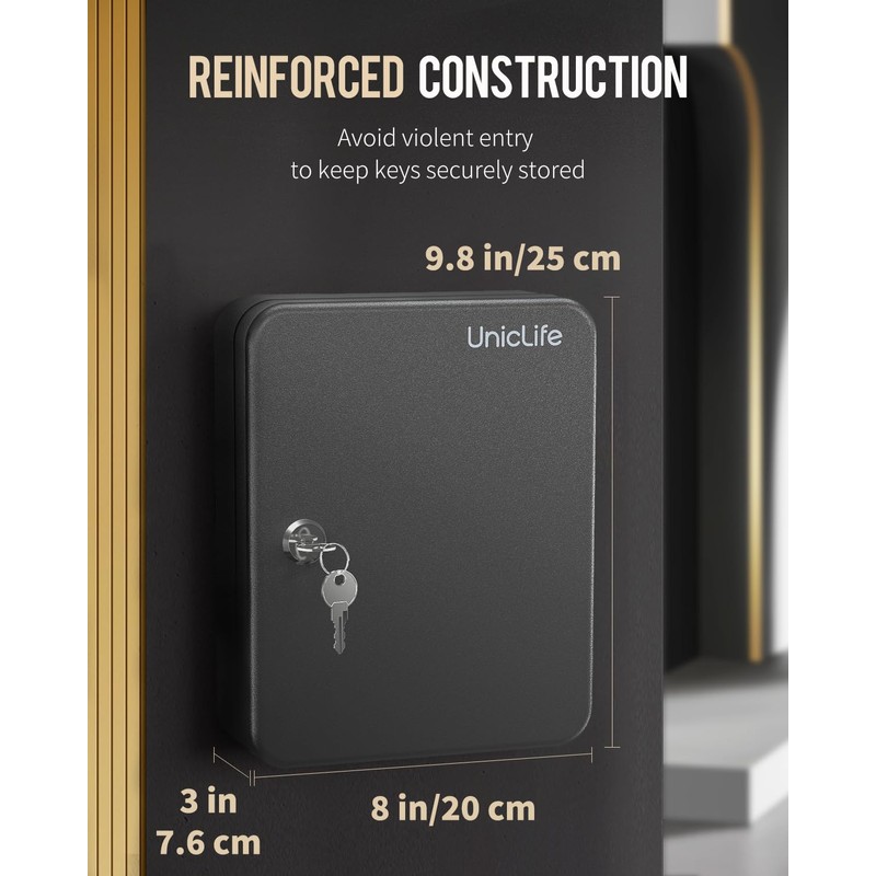Uniclife 48-Key Steel Key Cabinet with 2 Unlocking Keys Wall