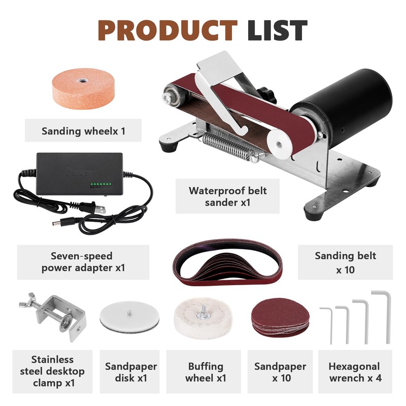 Mini Electric Belt Sander Waterproof Small Bench Grinder Knife Sharpener,