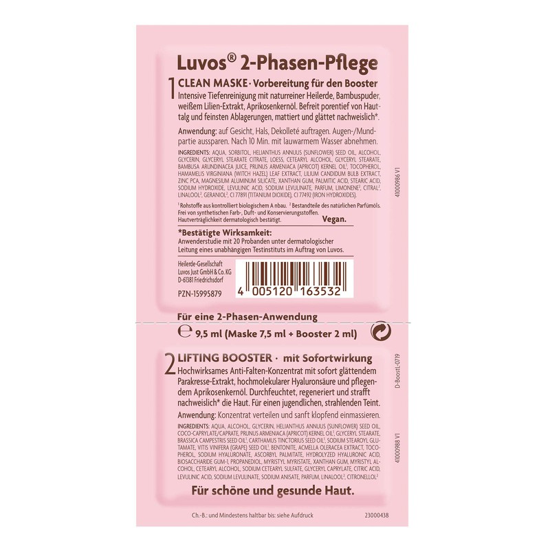 Luvos Lifting Booster Lifting Cream, Clean Mask Cleansing Mask Face
